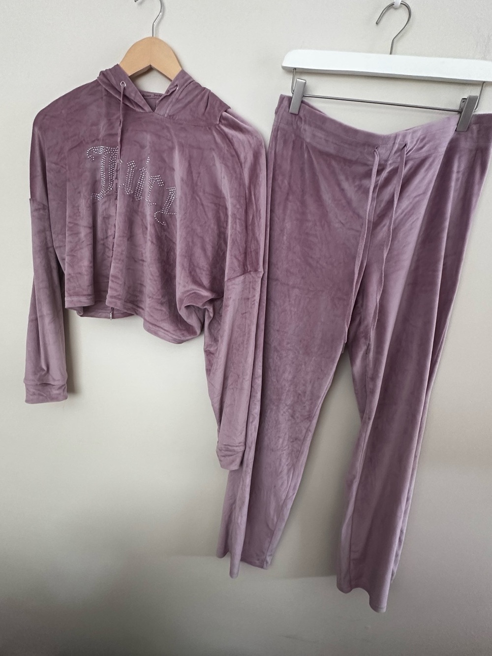 Juicy Couture Velour Cropped Hoodie & Pants Set